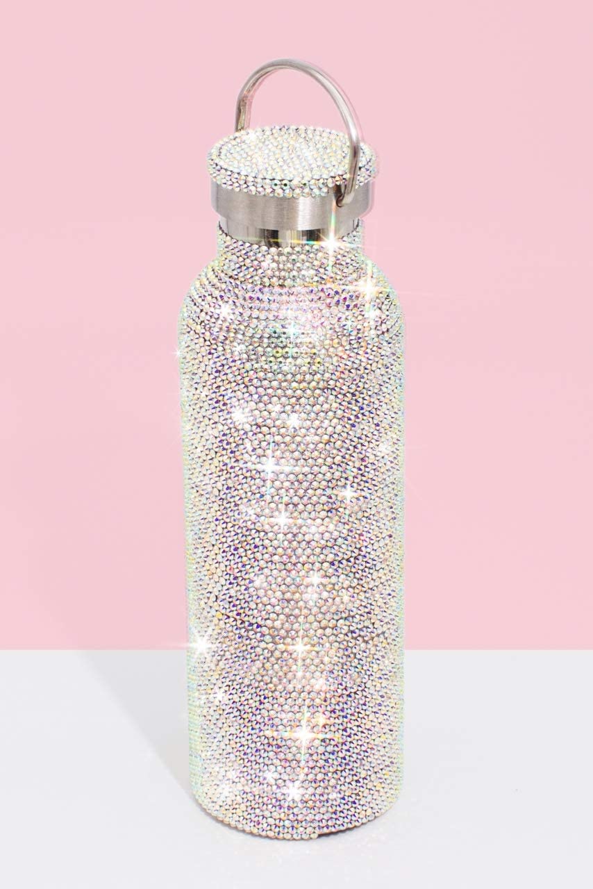 Swig Shimmer Rose Gold Flip & Sip Water Bottle - Rhinestone Angel