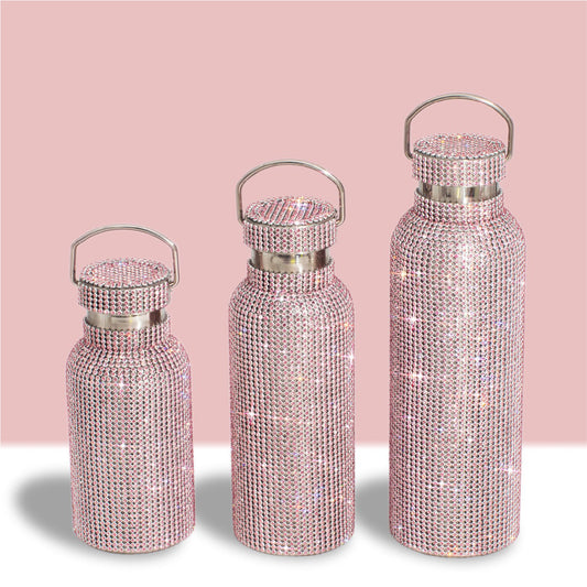 Diamond Water Bottle,Bling Diamond Vacuum Flask Sparkling Glitter Shiny  Crystal Thermos Bottles for Women Refillable High-end Insulated Bottle  Stainless Steel with Lid Portable Thermal Flask Perfect Gift
